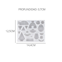 MOLDE SILICONA 18 DIJES FORMAS VARIAS ESPACIALES PINO TRIANGULOS - comprar online