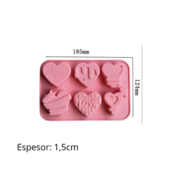 MOLDE SILICONA 6 CORAZONES FORMAS VARIAS en internet