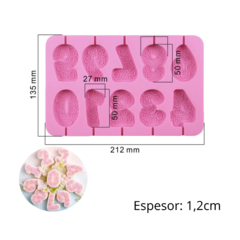 MOLDE SILICONA NÚMEROS CON ROSAS - comprar online