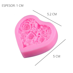 MOLDE CORAZÓN INDIVIDUAL TEXTURADO C/FLORES - comprar online