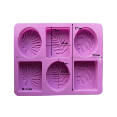 MOLDE PLANCHA 6 JABONES RECTANGULO HOJAS - comprar online
