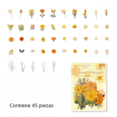 STICKER ADHESIVO FLORES Y HOJAS MODELOS VARIOS FLORAL WHISPER 45 UNID