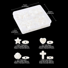 KIT CUENTAS NACARADAS 4 FORMAS CORAZON ESTRELLA CRUZ OSTRA X 35G X 85 UNI - comprar online