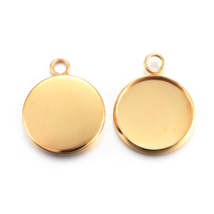 DIJE CIRCULAR ACERO INOX ENCHAPADO ORO 24K PARA RELLENO RESINA X 1,5 CM