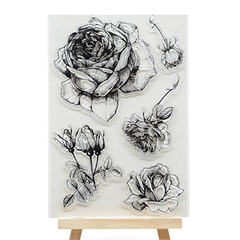 PLANCHA SELLOS DE SILICONA CRISTAL 5 ROSAS FLOR