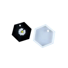 MOLDE SILICONA DIJE LLAVERO HEXAGONO LISO