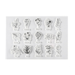 PLANCHA SELLOS DE SILICONA CRISTAL FLORES CON SUS NOMBRES