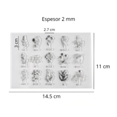 PLANCHA SELLOS DE SILICONA CRISTAL FLORES CON SUS NOMBRES - comprar online