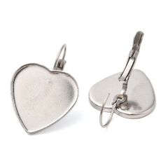 AROS COLGANTES CORAZON 20MM ACERO INOX PARA RELLENAR RESINA - PAR en internet