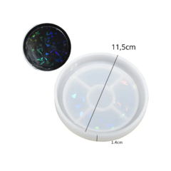 MOLDE SILICONA POSAVASOS CIRCULAR HOLOGRÁFICO 11,5CM - comprar online