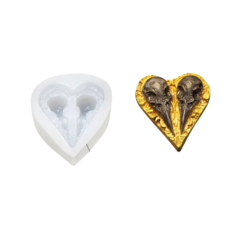 MOLDE SILICONA CORAZON 2 PAJAROS GOTICOS