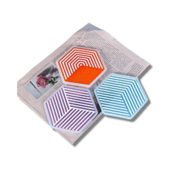 MOLDE SILICONA POSAVASOS HEXAGONAL TEXTURADO RAYAS en internet