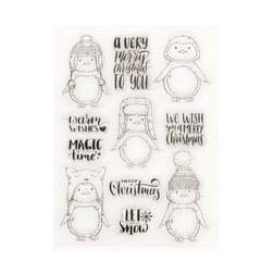 PLANCHA SELLOS DE SILICONA 5 PINGUINOS