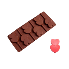 MOLDE PLANCHA 6 CHUPETIN PALETA DOBLE CORAZÓN