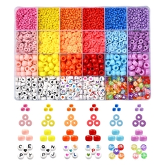 KIT CUENTAS MOSTACILLA FIMO LETRAS MULTICOLOR P PULSERAS 3000 U APROX