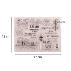 PLANCHA SELLOS DE SILICONA CRISTAL MARIPOSAS BUHOS FRASES - comprar online