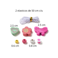 KIT ARMAR CUENTAS DE MADERA INFANTIL MARIPOSA + ELASTICO - comprar online