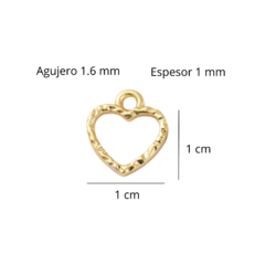 DIJE CORAZON TEXTURADO CALADO ALEACION DORADO PARA RELLENAR RESINA - INDIVIDUAL - comprar online