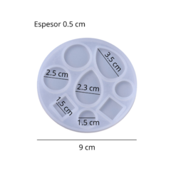 MOLDE SILICONA 4 PARES FORMAS GOTA CIRCULO CUADRADO - comprar online