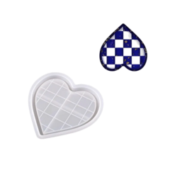 MOLDE SILICONA POSAVASOS CORAZON CUADRICULADO