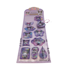 PLANCHA STICKER AUTOADHESIVO 3D RELIEVE CON AGUA Y ESTRELLAS SHAKER KUROMI - DOCTOR GLITTER
