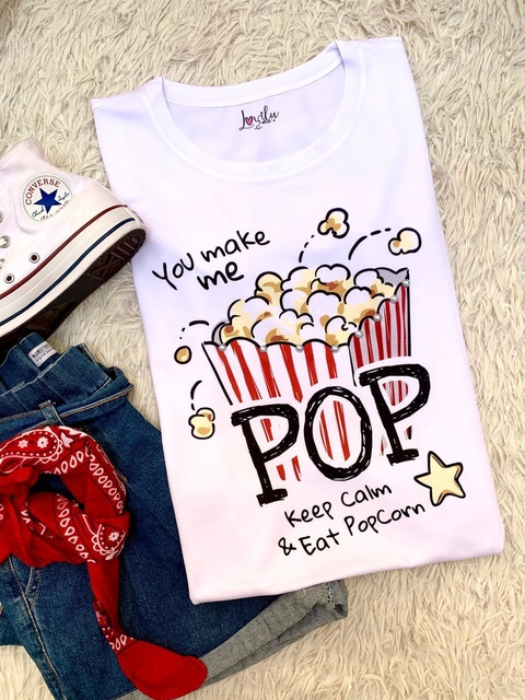 TSHIRT POPCORN POP (PÉROLA NA ESTAMPA)