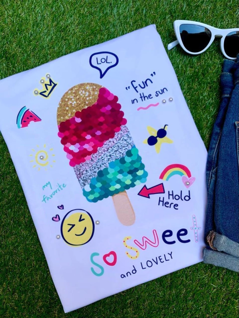 TSHIRT SO SWEET AND LOVELY (PÉROLA NA ESTAMPA)