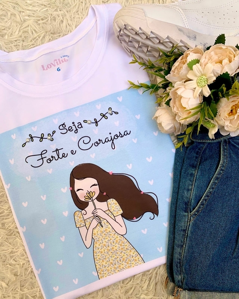 TSHIRT SEJA FORTE E CORAJOSA (PÉROLA NA ESTAMPA)