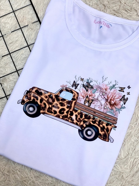 TSHIRT CARRO ANIMAL PRINT FLORES (SEM PÉROLA)