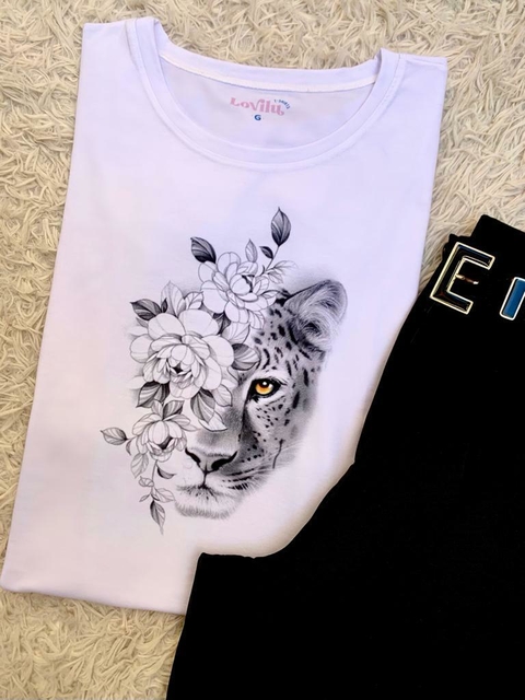 TSHIRT PINTURA ONÇA FLORAL II