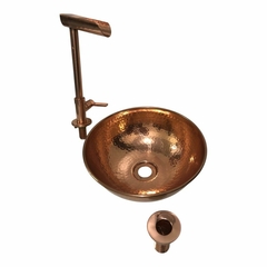 Kit Cuba De Cobre Pequena 25Cm + Torneira Cascata + Válvula - comprar online
