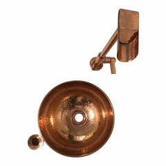 Kit Cuba De Cobre Pequena 25Cm + Torneira Cascata + Válvula - Decobremetais