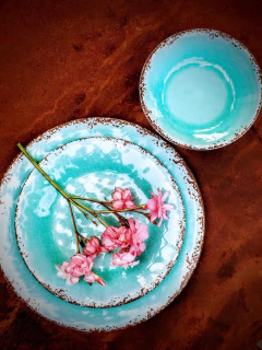 PLATOS MELAMINA TURQUESA SET 12 u - El Almacén de Totó® | #Inspirando Mujeres