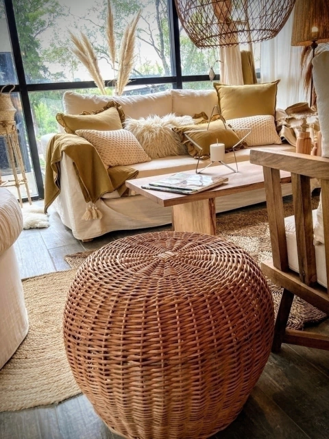 MESA / PUFF MIMBRE ROSADO