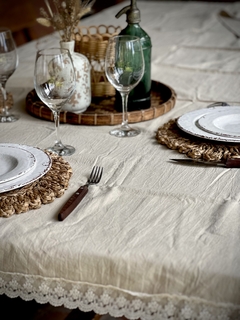 MANTEL TUSSOR CON PUNTILLA ARENA - El Almacén de Totó® | #Inspirando Mujeres