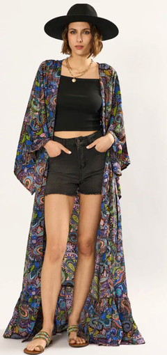 KIMONO LARGO QUERO AZUL - comprar online