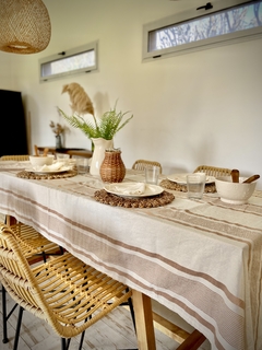 MANTEL TUSSOR RAYAS AVELLANA - tienda online