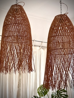 LAMPARA RATTAN FLECOS GRANDE