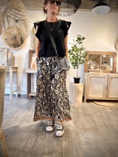 PANTALON INDIA BLACK FLOWERS