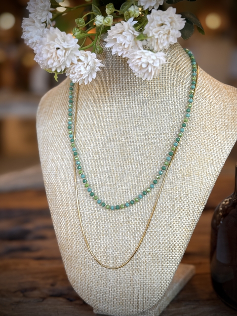 COLLAR CRISTALES AQUA Y VERDE - comprar online