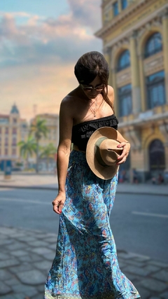 POLLERA PANTALON SIN VOLADO CELESTE