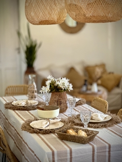 MANTEL TUSSOR RAYAS AVELLANA - tienda online