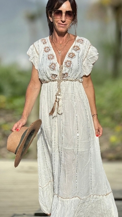 VESTIDO INDIA BORDADO FLORES