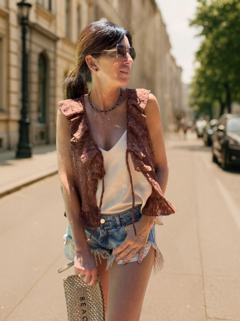 CHALECO ENCAJE CHOCOLATE - comprar online