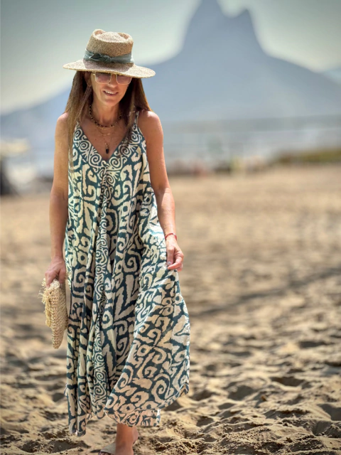 VESTIDO INDIA ALGODON PETROLEO - comprar online