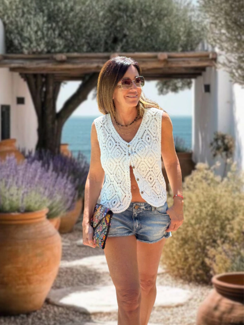 CHALECO CROCHET BLANCO - comprar online