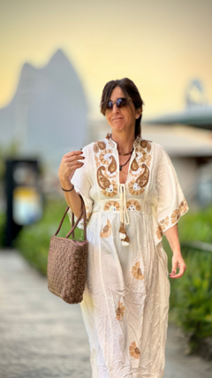 VESTIDO INDIA BORDADO CRUDO en internet