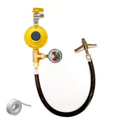 Central De Gás Para 1 Botijão P-13 Pig-Tail 50cm Ou 1,00mt 12kg/h C/manômetro