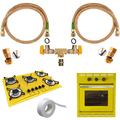 Kit Duplo Instalação a Gás Encanado Gn e Glp Cooktop Forno - Haenke