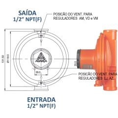 Regulador Gás Aliança 76511/1 Laranja 12 Kg/h Segundo Estagio - Elite Gás Tubos e Conexões